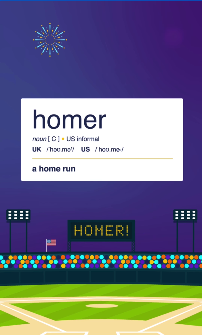 因線上猜字遊戲Wordle而引發爭議的單字「Homer」被選為年度代表字。（翻攝自dictionaryblog.cambridge.org）